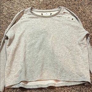 Gray Long Sleeve Top with Cutout Details